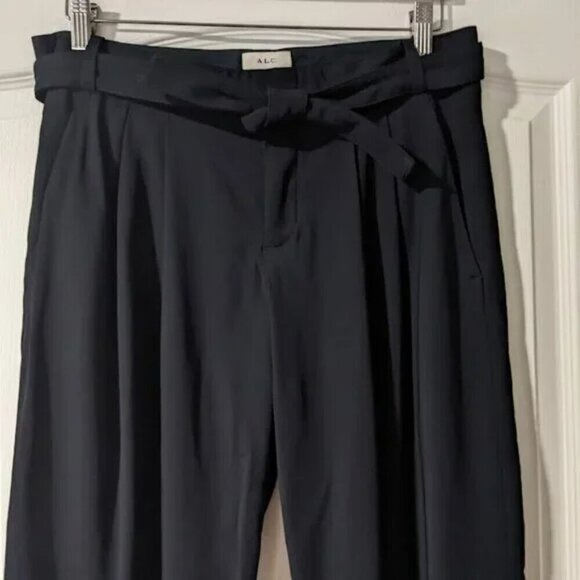 A.L.C. | Women's Leo Belted Pleat Front Pant in Evening Blue - Picture 3 of 10
